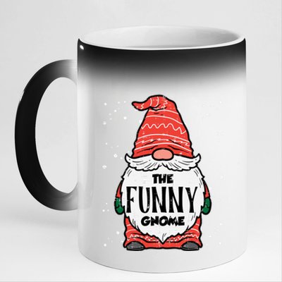 The Funny Gnome Xmas Matching Christmas Pajamas For Family Gift 11oz Black Color Changing Mug