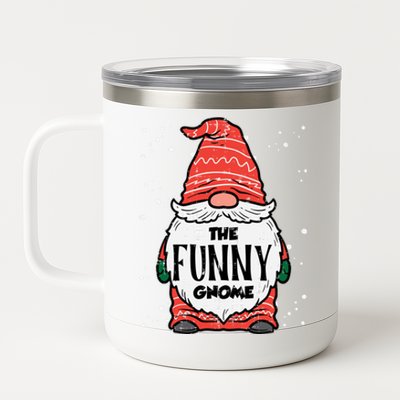 The Funny Gnome Xmas Matching Christmas Pajamas For Family Gift 12 oz Stainless Steel Tumbler Cup