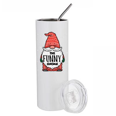 The Funny Gnome Xmas Matching Christmas Pajamas For Family Gift Stainless Steel Tumbler