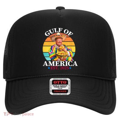 Trump Funny Gulf Of Us America Est 2025 High Crown Mesh Back Trucker Hat
