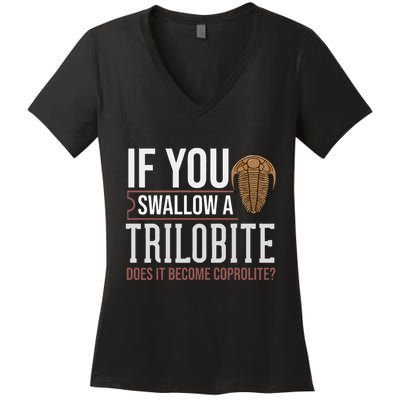 Trilobite Fossil Gift Future Paleontologist Women's V-Neck T-Shirt