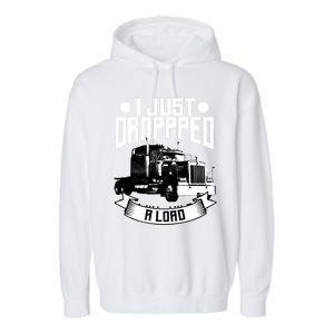 Trucker Funny Gift Tractor Trailer 18 Wheeler Design Gift Garment-Dyed Fleece Hoodie