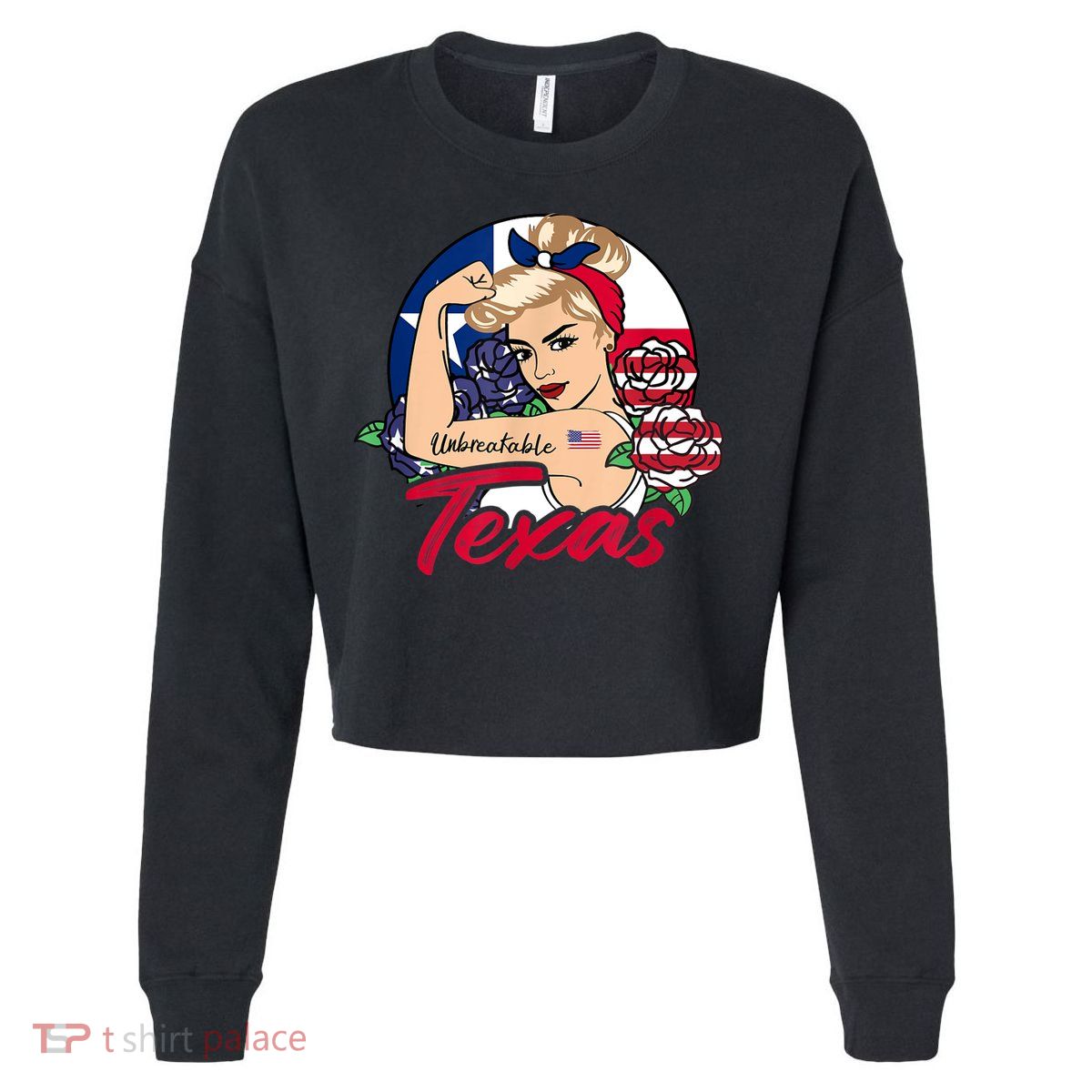 Texas For Girls Texas Proud State Flag For Woman Cropped Pullover Crew