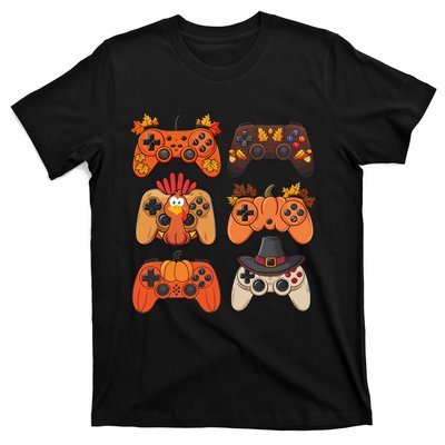 Thanksgiving Fall Gaming Controllers Turkey Funny Boy Gamer T-Shirt