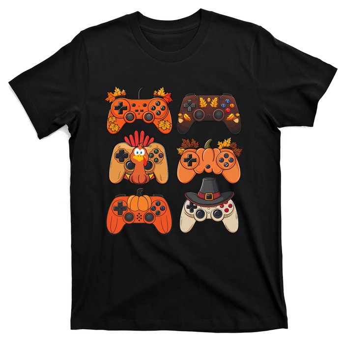 Thanksgiving Fall Gaming Controllers Turkey Funny Boy Gamer T-Shirt