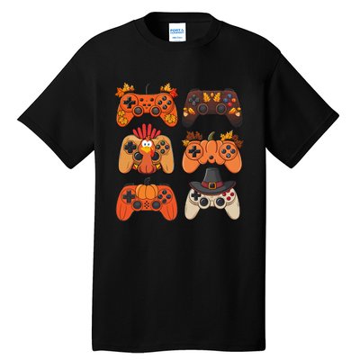 Thanksgiving Fall Gaming Controllers Turkey Funny Boy Gamer Tall T-Shirt