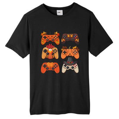 Thanksgiving Fall Gaming Controllers Turkey Funny Boy Gamer Tall Fusion ChromaSoft Performance T-Shirt