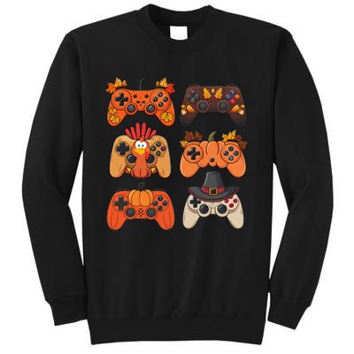 Thanksgiving Fall Gaming Controllers Turkey Funny Boy Gamer Tall Sweatshirt