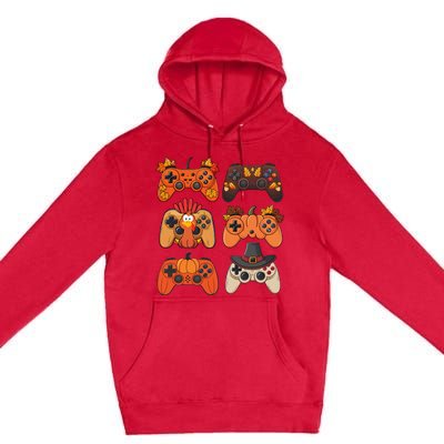 Thanksgiving Fall Gaming Controllers Turkey Funny Boy Gamer Premium Pullover Hoodie