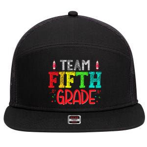 Team Fifth Grade Hello 5Th Grade Happy First Day Of School Meaningful Gift 7 Panel Mesh Trucker Snapback Hat