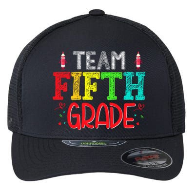 Team Fifth Grade Hello 5Th Grade Happy First Day Of School Meaningful Gift Flexfit Unipanel Trucker Cap