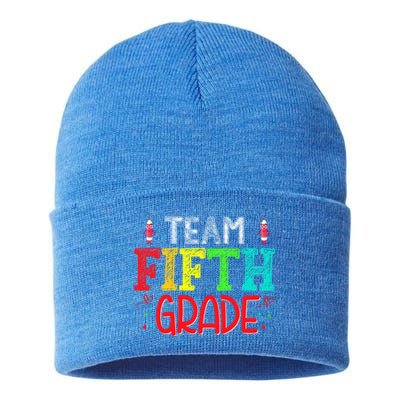 Team Fifth Grade Hello 5Th Grade Happy First Day Of School Meaningful Gift Sustainable Knit Beanie