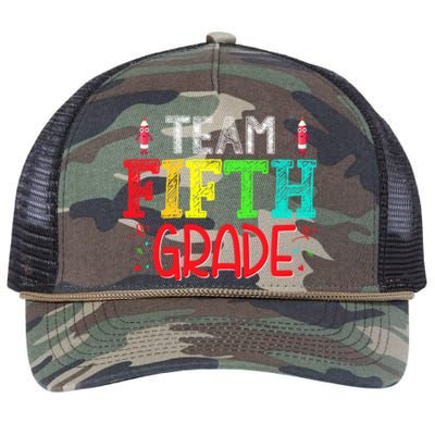 Team Fifth Grade Hello 5Th Grade Happy First Day Of School Meaningful Gift Retro Rope Trucker Hat Cap