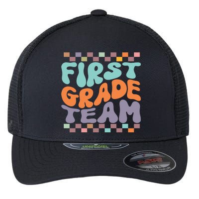 Team First Grade Teacher Student Back To School 1st Grade Gift Flexfit Unipanel Trucker Cap