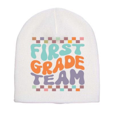 Team First Grade Teacher Student Back To School 1st Grade Gift Short Acrylic Beanie