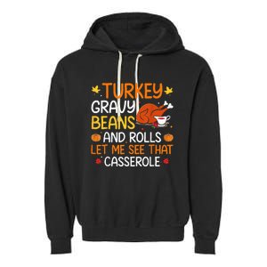 Thanksgiving Feast Gravy Beans and Rolls Design Garment-Dyed Fleece Hoodie