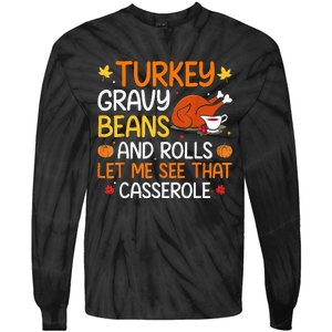 Thanksgiving Feast Gravy Beans and Rolls Design Tie-Dye Long Sleeve Shirt