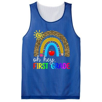 Team First Grade Teacher Rainbow Leopard Oh Hey 1St Grade Meaningful Gift Mesh Reversible Basketball Jersey Tank