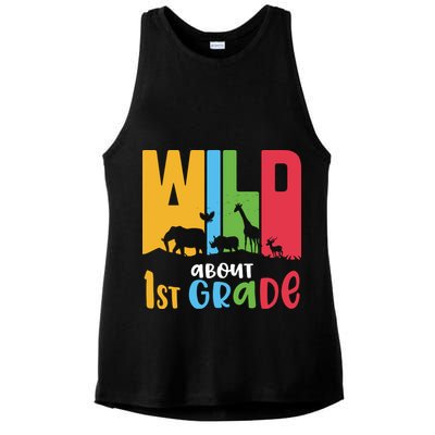 Team First Grade Wild About First Grade Back To School Ladies PosiCharge Tri-Blend Wicking Tank
