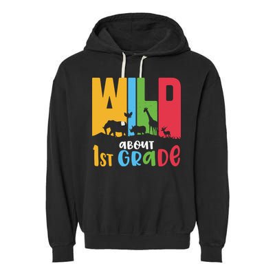 Team First Grade Wild About First Grade Back To School Garment-Dyed Fleece Hoodie