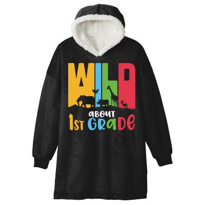 Team First Grade Wild About First Grade Back To School Hooded Wearable Blanket