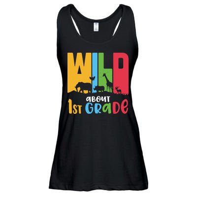 Team First Grade Wild About First Grade Back To School Ladies Essential Flowy Tank