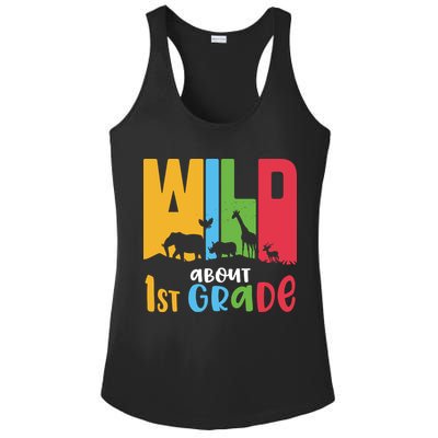 Team First Grade Wild About First Grade Back To School Ladies PosiCharge Competitor Racerback Tank