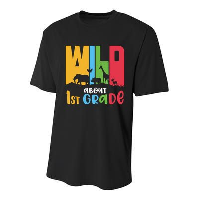Team First Grade Wild About First Grade Back To School Youth Performance Sprint T-Shirt