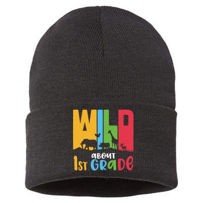 Team First Grade Wild About First Grade Back To School Sustainable Knit Beanie