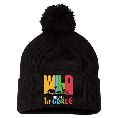 Team First Grade Wild About First Grade Back To School Pom Pom 12in Knit Beanie