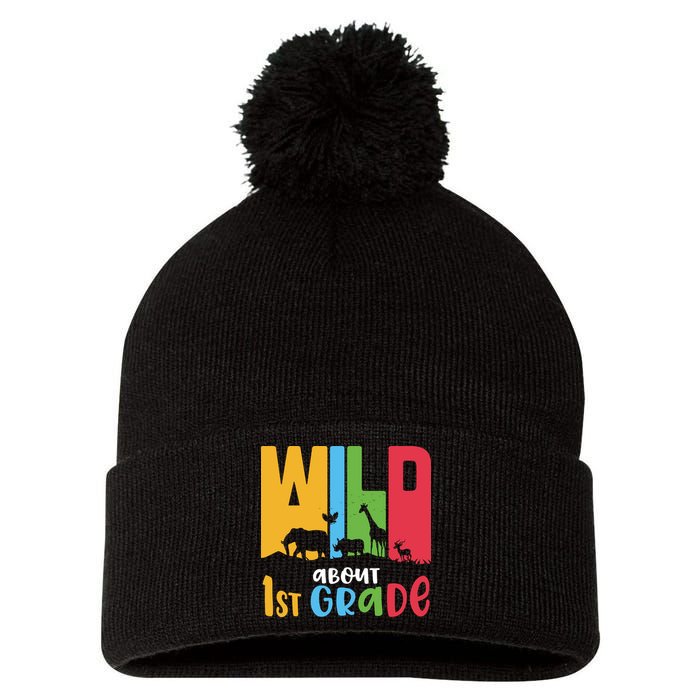 Team First Grade Wild About First Grade Back To School Pom Pom 12in Knit Beanie