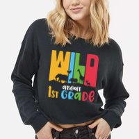 Team First Grade Wild About First Grade Back To School Cropped Pullover Crew