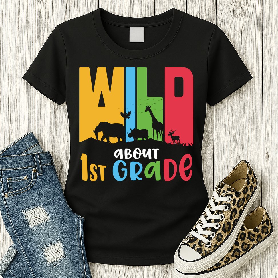 Team First Grade Wild About First Grade Back To School Womens T-Shirt