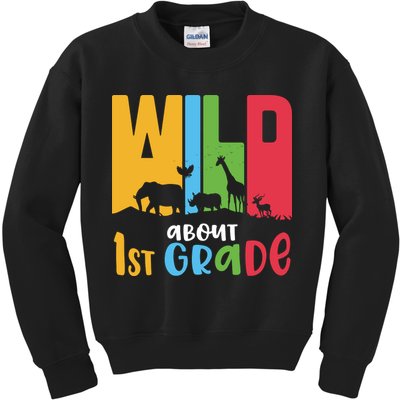 Team First Grade Wild About First Grade Back To School Kids Sweatshirt