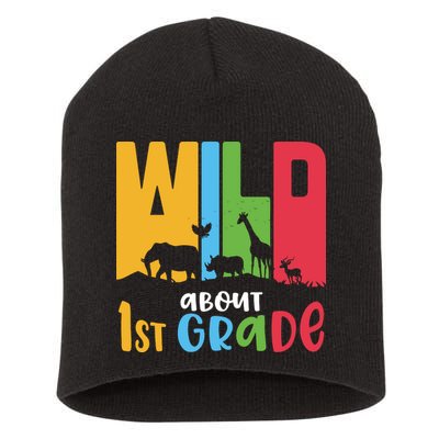 Team First Grade Wild About First Grade Back To School Short Acrylic Beanie