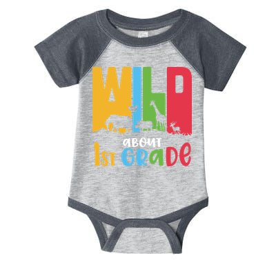 Team First Grade Wild About First Grade Back To School Infant Baby Jersey Bodysuit