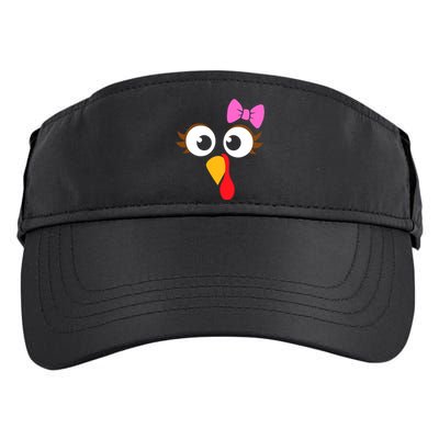 Turkey Face Girl Pink Bow, Thanksgiving Gift Adult Drive Performance Visor