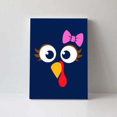 Turkey Face Girl Pink Bow, Thanksgiving Gift Canvas