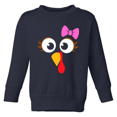 Turkey Face Girl Pink Bow, Thanksgiving Gift Toddler Sweatshirt