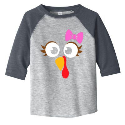 Turkey Face Girl Pink Bow, Thanksgiving Gift Toddler Fine Jersey T-Shirt