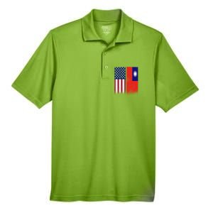 Taiwanese Flag Gift Usa And Taiwan Flags Proud Taiwan Gift Men's Origin Performance Pique Polo