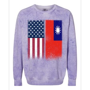 Taiwanese Flag Gift Usa And Taiwan Flags Proud Taiwan Gift Colorblast Crewneck Sweatshirt