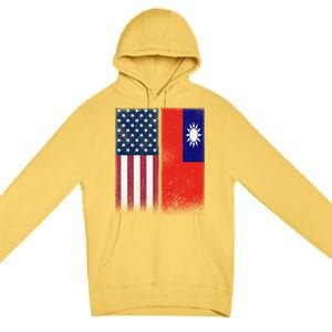 Taiwanese Flag Gift Usa And Taiwan Flags Proud Taiwan Gift Premium Pullover Hoodie