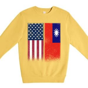 Taiwanese Flag Gift Usa And Taiwan Flags Proud Taiwan Gift Premium Crewneck Sweatshirt