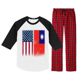 Taiwanese Flag Gift Usa And Taiwan Flags Proud Taiwan Gift Raglan Sleeve Pajama Set