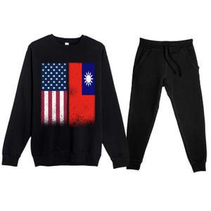 Taiwanese Flag Gift Usa And Taiwan Flags Proud Taiwan Gift Premium Crewneck Sweatsuit Set