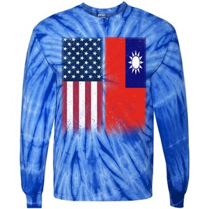 Taiwanese Flag Gift Usa And Taiwan Flags Proud Taiwan Gift Tie-Dye Long Sleeve Shirt