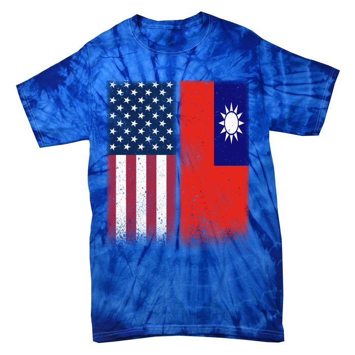 Taiwanese Flag Gift Usa And Taiwan Flags Proud Taiwan Gift Tie-Dye T-Shirt