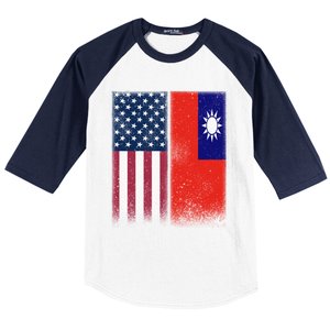 Taiwanese Flag Gift Usa And Taiwan Flags Proud Taiwan Gift Baseball Sleeve Shirt