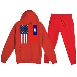 Taiwanese Flag Gift Usa And Taiwan Flags Proud Taiwan Gift Premium Hooded Sweatsuit Set